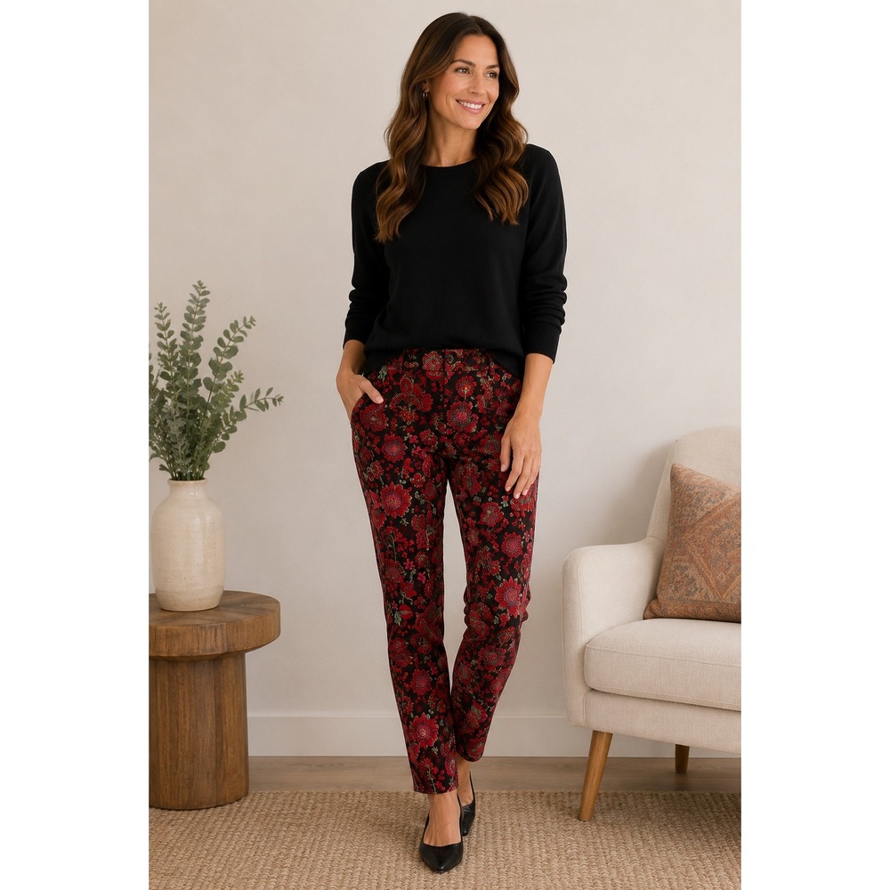 Soft Surroundings Floral Velvet Skinny Pants 12 Boho‎ Luxe Artful Maximalist